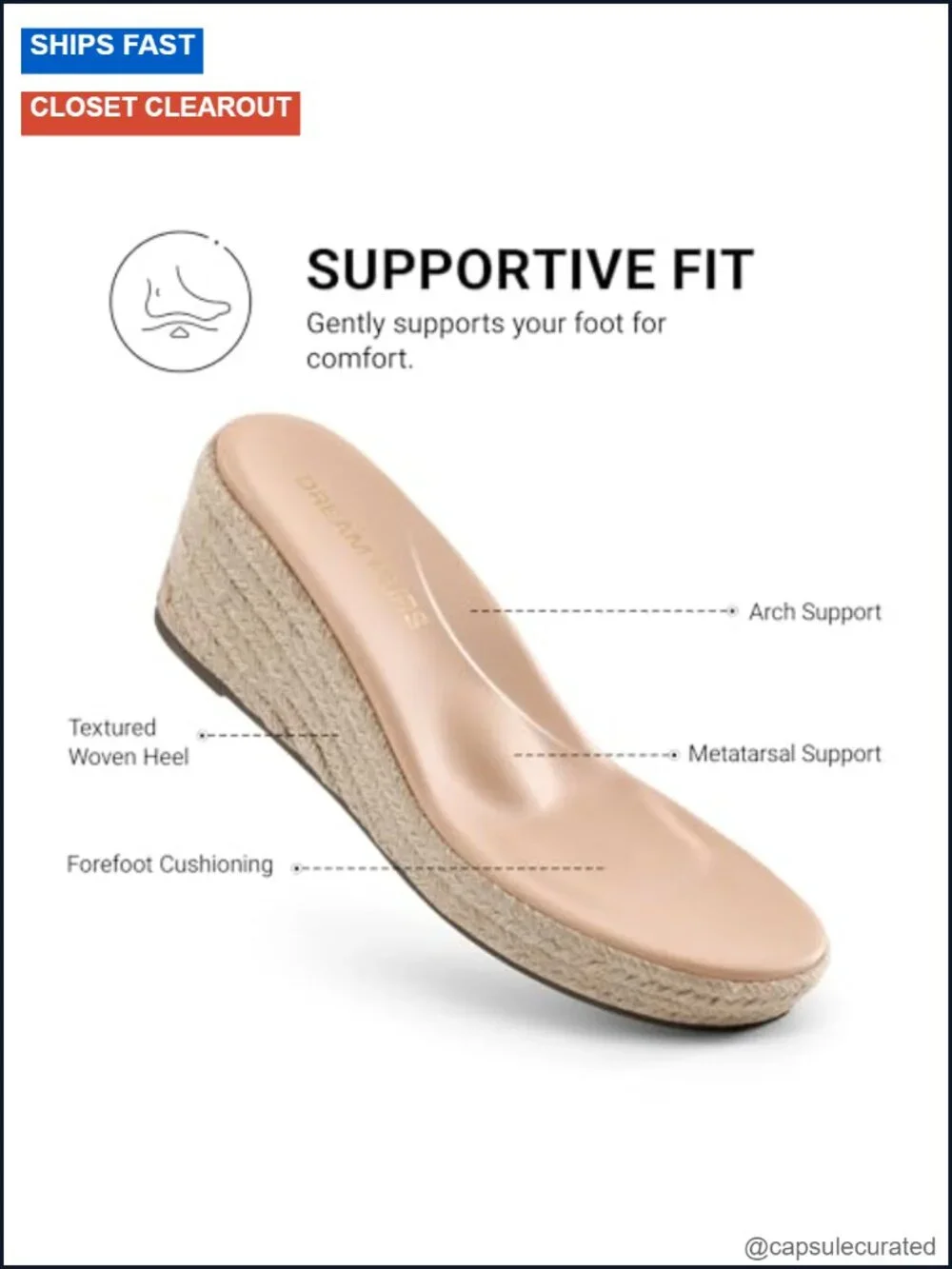 Arch Support Wedge Sandals with Elastic Upper – Platform, Slip-Resistant TPR